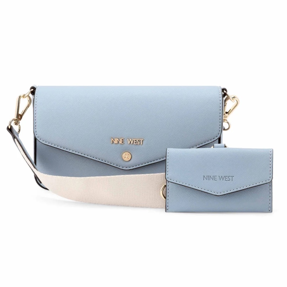 Nine West Light Blue Crossbody With Card Case - NWT